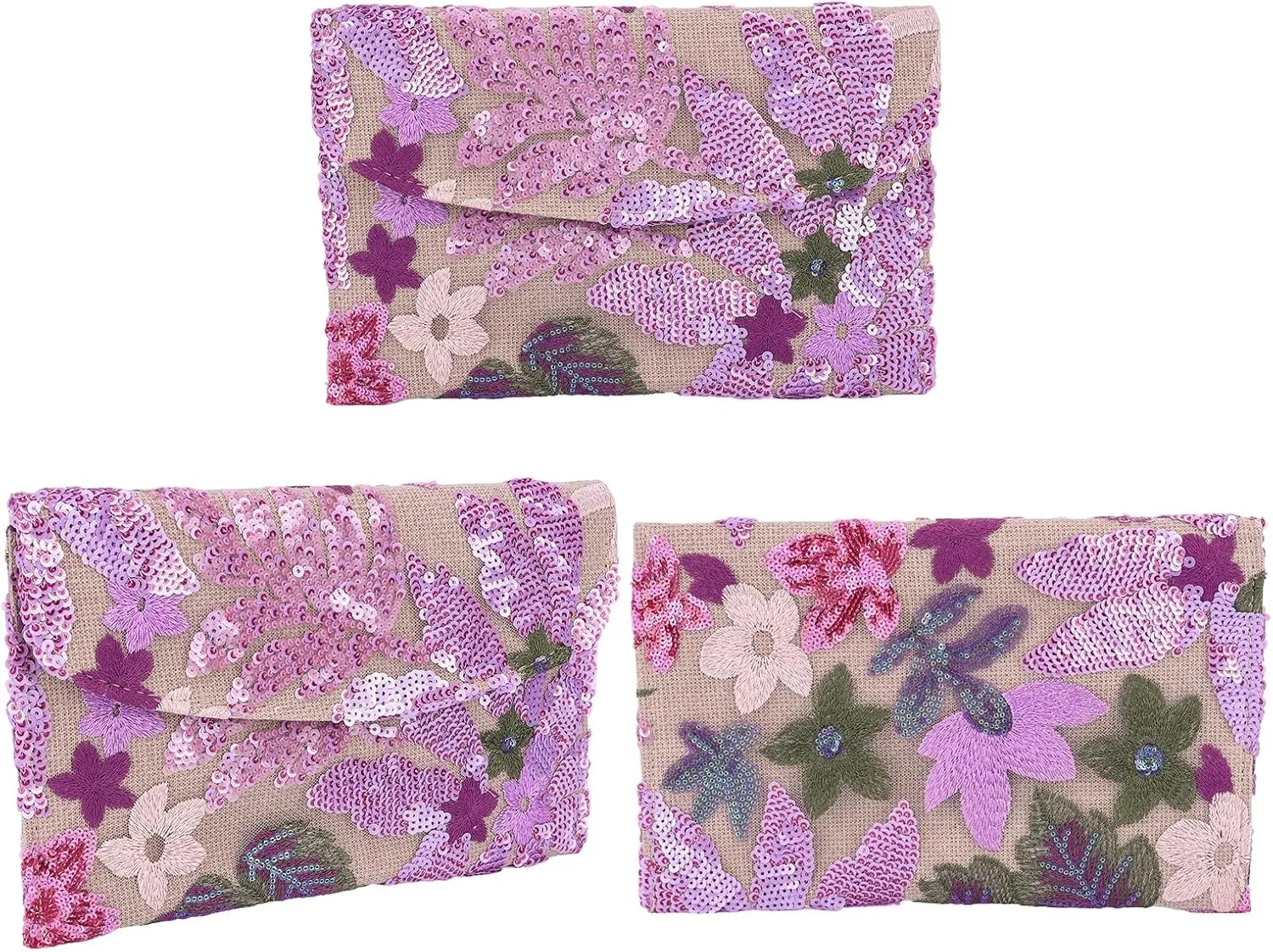 Beaded Purse Women's Floral Embroidery Sequin Purses Sparkly Flower Purse Evening Clutch for Formal Wedding
