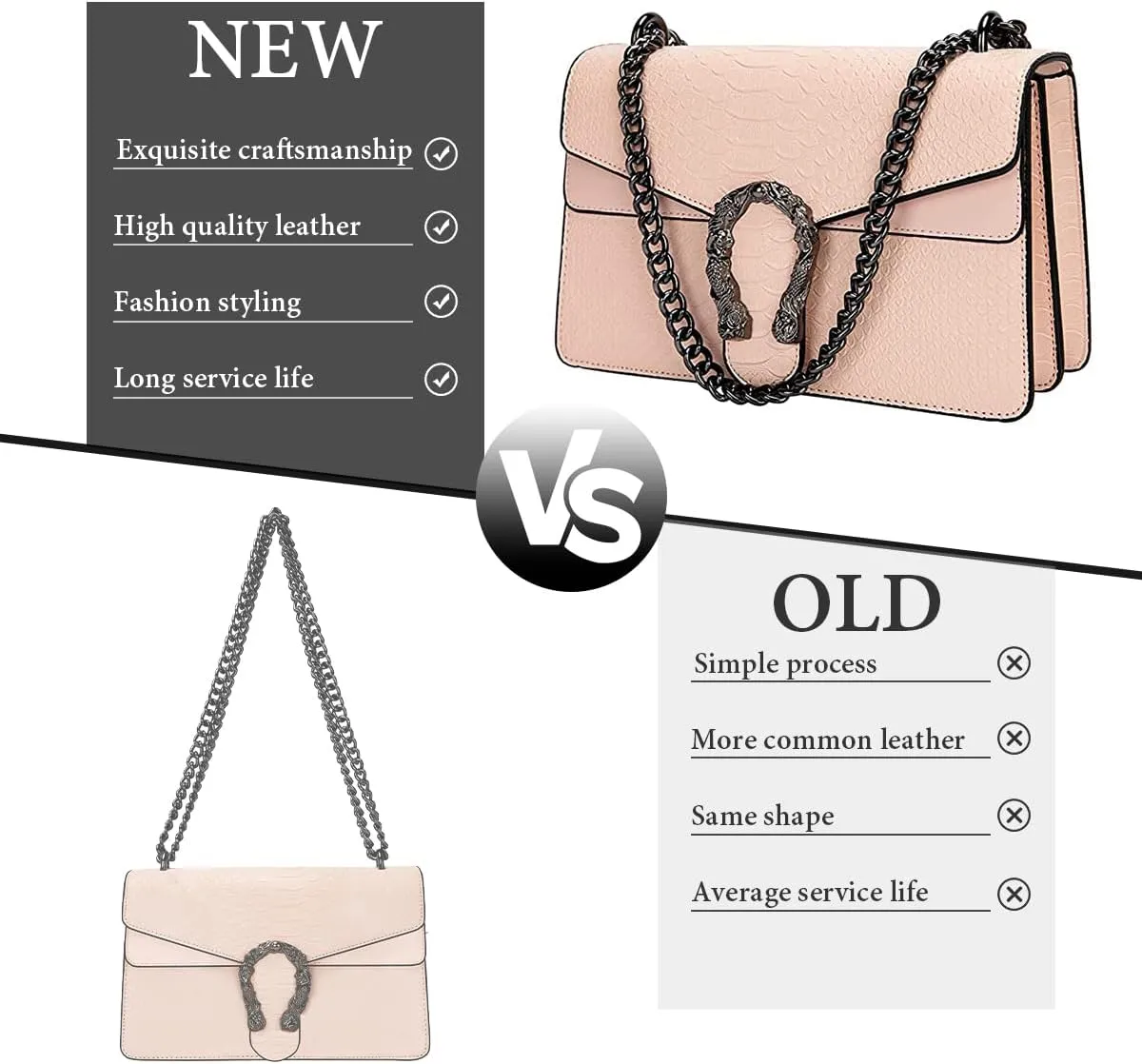 Bealin Women's Crossbody Shoulder Bag Retro Snake Print Square Satchel Handbag Chain Strap Clutch Leather Bag