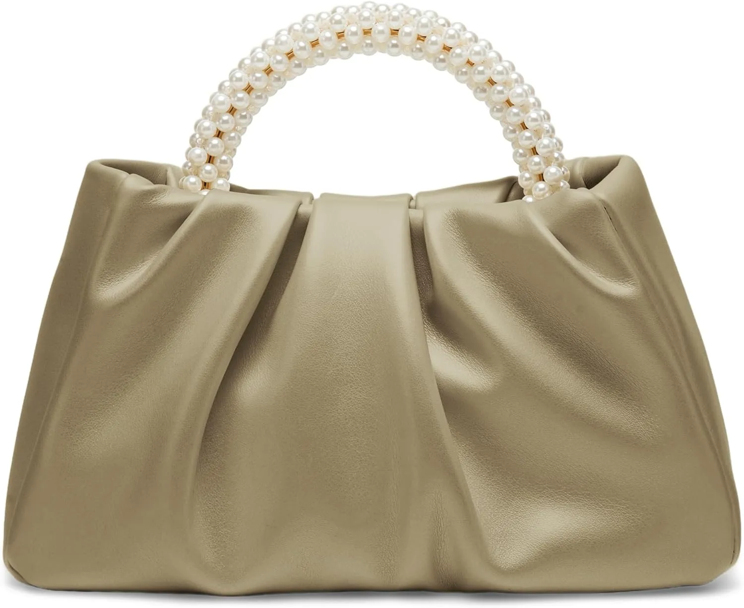 Beatfull Evening Purse Women Small Pearl Handbags Soft Leather Ruched Bag Wedding Bridal Clutch Party Prom Crossbody Purses