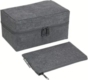 Bigso Travel Accessories Organizer - Durable Polyester Electronics Organizer for Luggage - Travel Bag with Four Pockets, Elastic Loops, and Extra Zippered Pouch - 8.7in x 5.1in x 4.7in - Gray