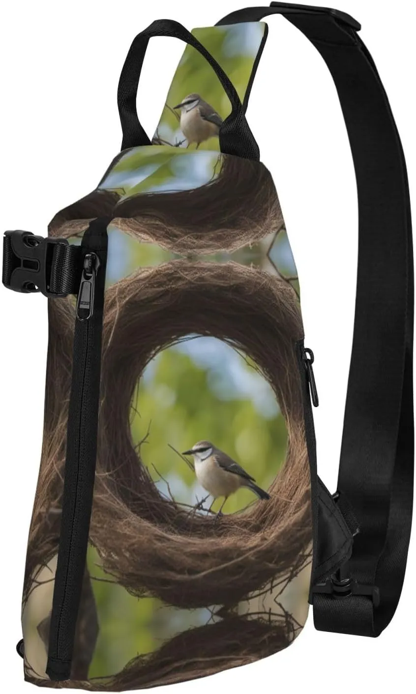 Birds Nest Print Trend Casual Crossbody Chest Bag Leisure Travel For Men And Women Crossbody Bag