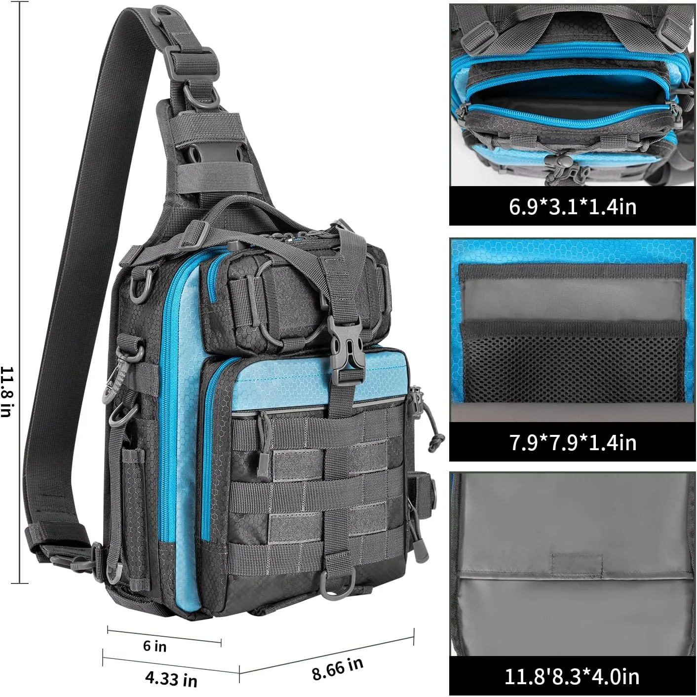 BLISSWILL Outdoor Tackle Bag - Large Water-Resistant Fishing Backpack