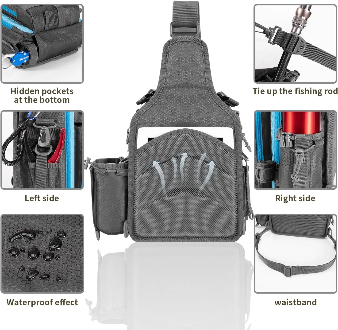 BLISSWILL Outdoor Tackle Bag - Large Water-Resistant Fishing Backpack