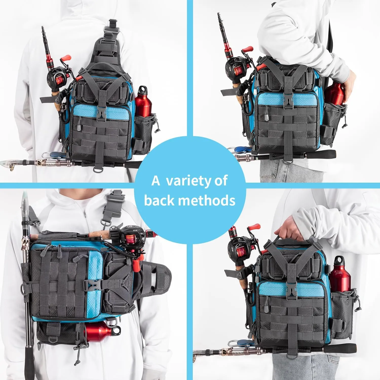 BLISSWILL Outdoor Tackle Bag - Large Water-Resistant Fishing Backpack