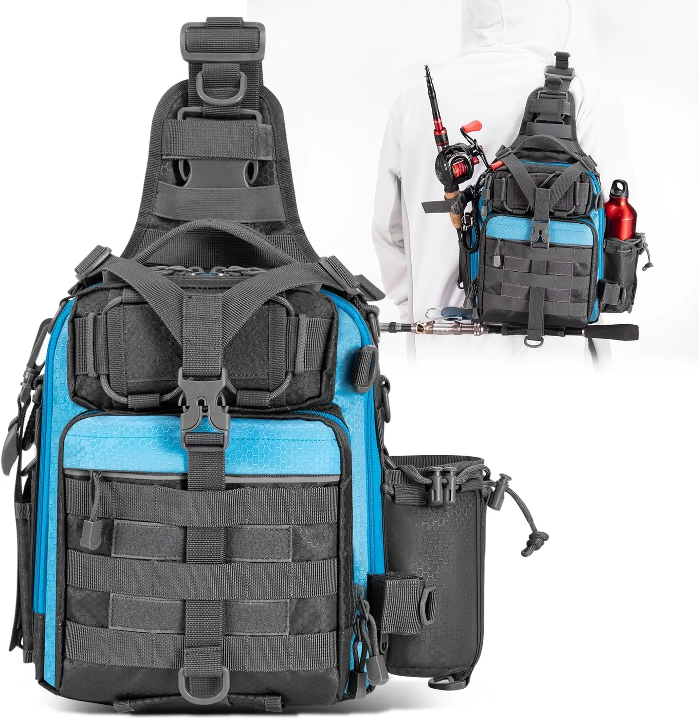 BLISSWILL Outdoor Tackle Bag - Large Water-Resistant Fishing Backpack
