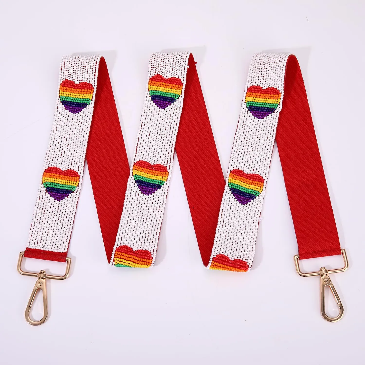 boderier Rainbow Pride Purse Strap for Women LGBT Beaded Replacement Crossbody Handbag Shoulder Strap Lesbian Gifts