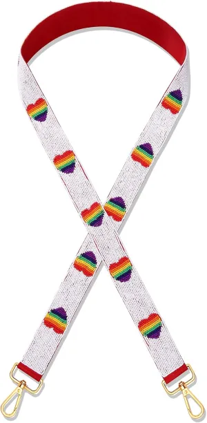 boderier Rainbow Pride Purse Strap for Women LGBT Beaded Replacement Crossbody Handbag Shoulder Strap Lesbian Gifts