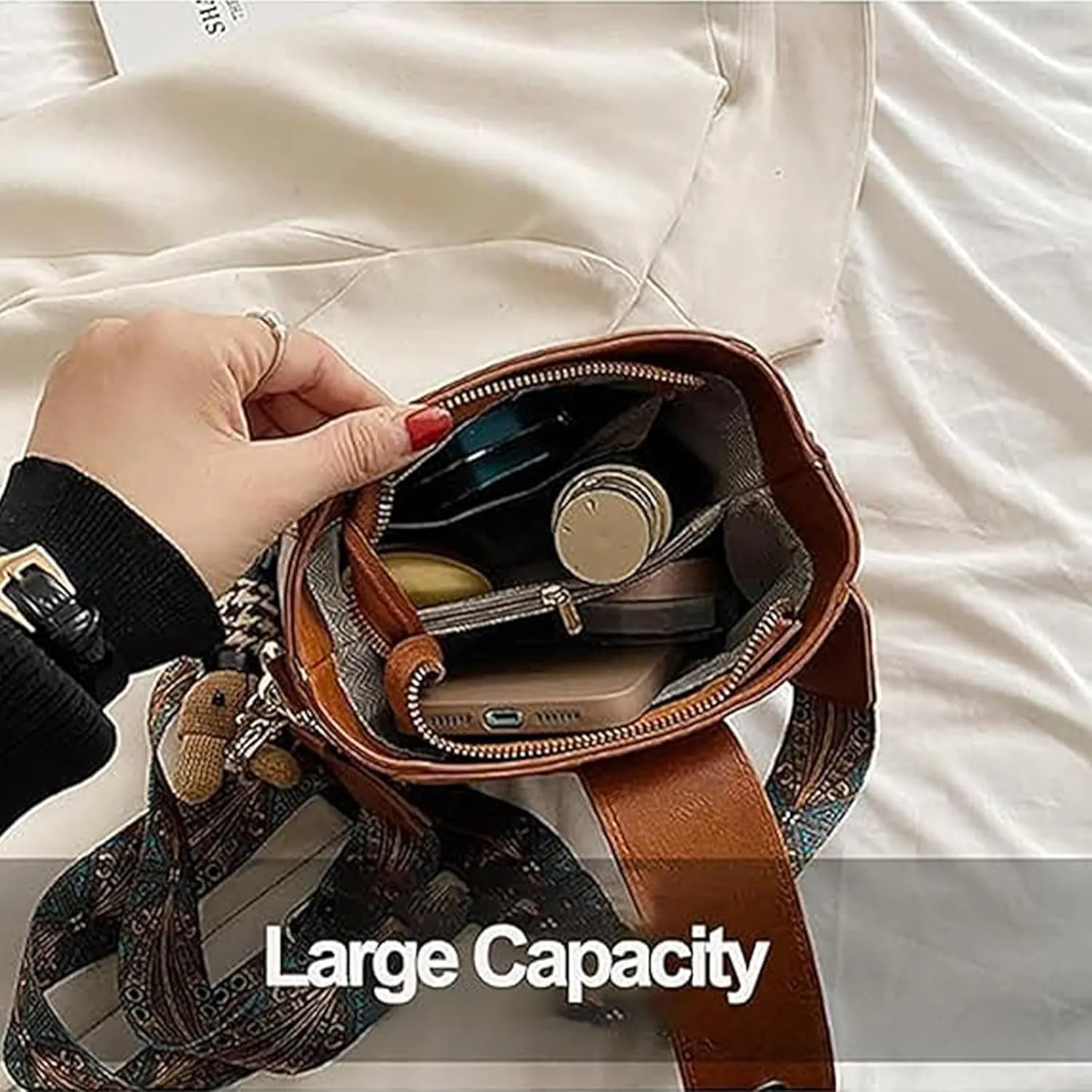 Bootara Bucket Bag, Dragentle Vintage Fashion Bag, With Adjustable Wider Shoulder Leather Crossbody Purses, for Women