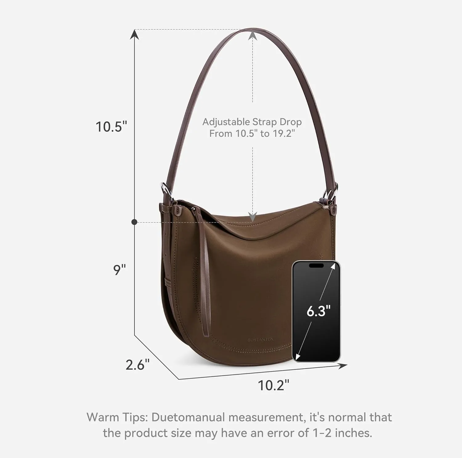 BOSTANTEN Shoulder Bag for Women Trendy Crossbody Purses Vegan Leather Handbag With Adjustable Strap