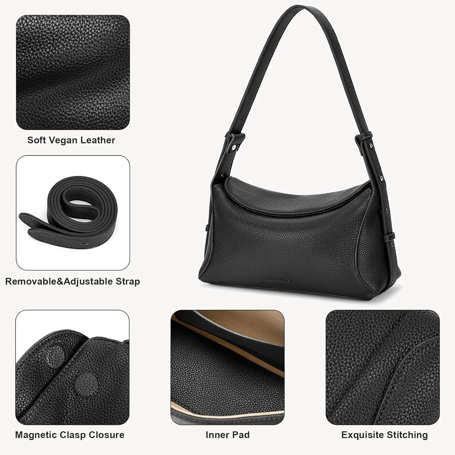BOSTANTEN Shoulder Bags for Women Vegan Leather Crossbody Purses with Adjustable Strap