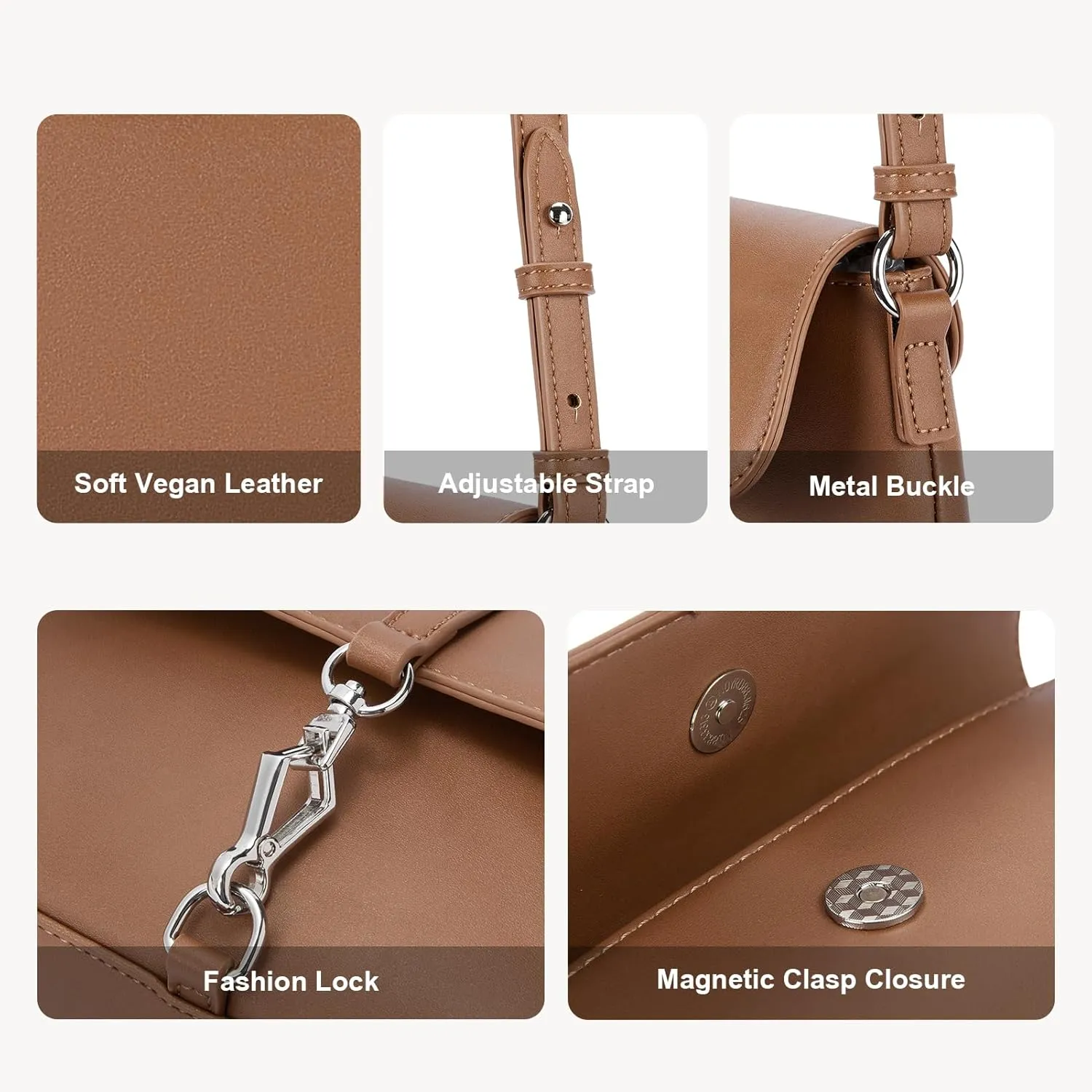 BOSTANTEN Small Purses for Women Trendy Leather Shoulder Bag with Adjustable Strap