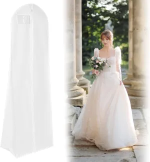 Bridal Garment Bag 71 x 31.5 Inch Wedding Gown Dress Bag with 8.7 Inch Gusset Extra Large Clothes Cover for Long Dress with Clear Pockets Travel Garment Bag for Storage
