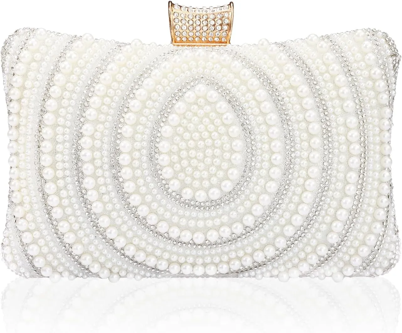 Bridal Wedding Evening Handbags Pearl Beaded Purses for Women Luxury Clutch Bag with Chain
