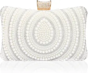 Bridal Wedding Evening Handbags Pearl Beaded Purses for Women Luxury Clutch Bag with Chain