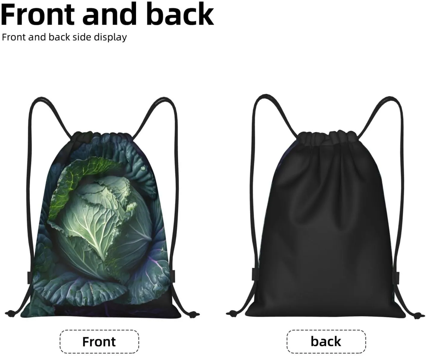 Bright Cabbage Drawstring Backpack for Men Women Sports Sackpack Waterproof Gym Sack Draw String Cinch Bags Medium