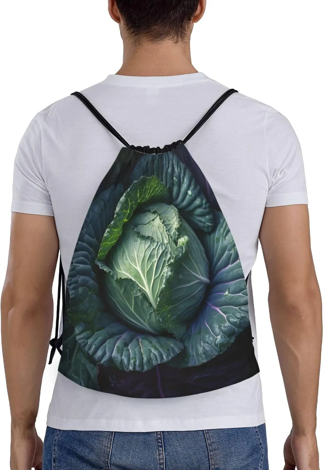 Bright Cabbage Drawstring Backpack for Men Women Sports Sackpack Waterproof Gym Sack Draw String Cinch Bags Medium