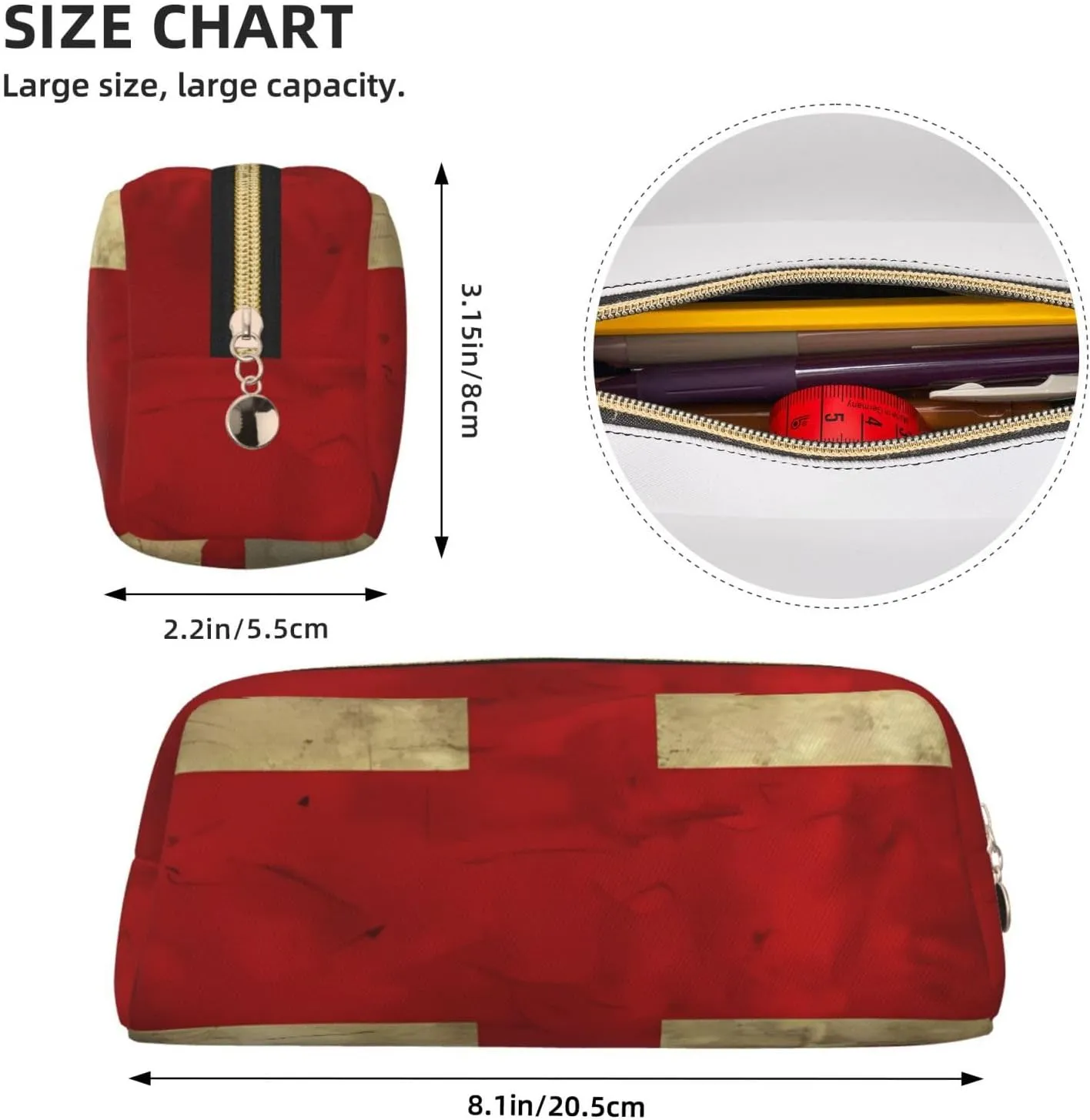 British Flag Makeup Bag Travel Toiletry Bag Big Pencil Bags for Women Men Leather Zipper Coin Pouch Purse