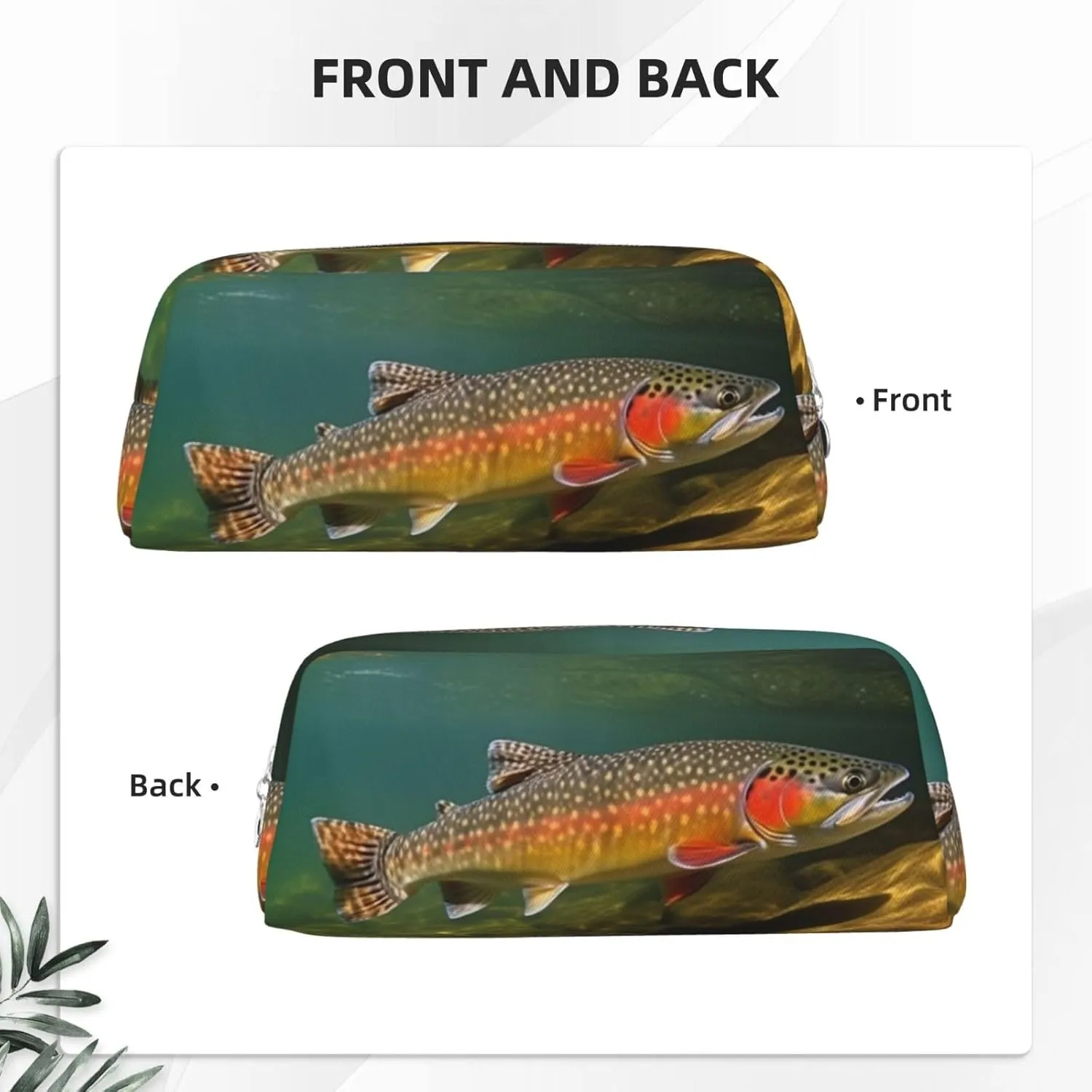 Brook Trout Fly Fishing Makeup Bag for Women Men Travel Toiletry Bag Aesthetic Purse Pouch Large Pencil Case