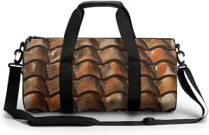 Brown Tile Roof Gym Bag Small Travel Duffle Bag with Compartment Carry On Weekender Bag for Women Men
