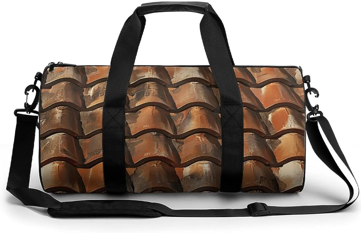 Brown Tile Roof Gym Bag Small Travel Duffle Bag with Compartment Carry On Weekender Bag for Women Men