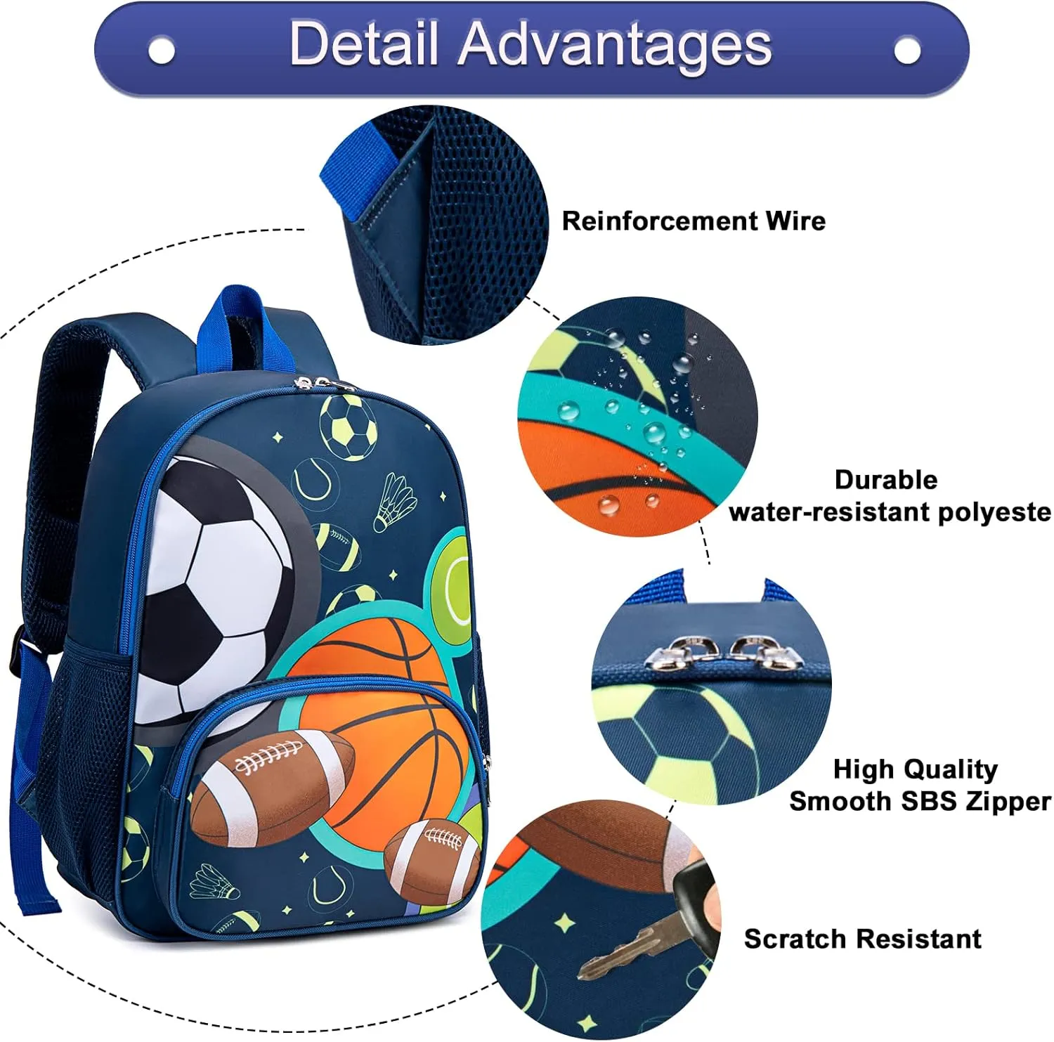 BTOOP Kids Backpack Boys Girls Soccer Toddler BookBag Preschool Kindergarten School Bag Nursery Small Daypack with Chest Strap