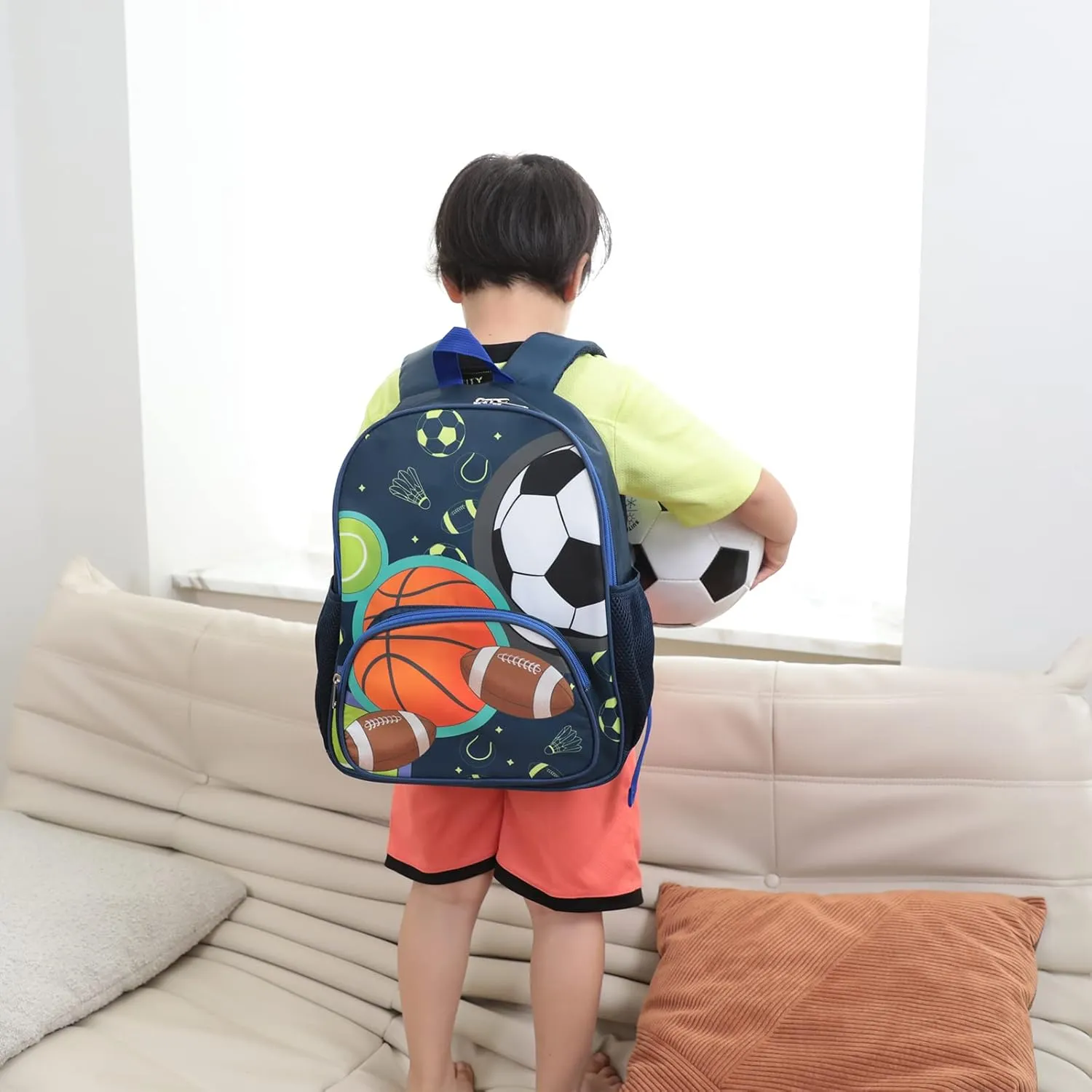 BTOOP Kids Backpack Boys Girls Soccer Toddler BookBag Preschool Kindergarten School Bag Nursery Small Daypack with Chest Strap
