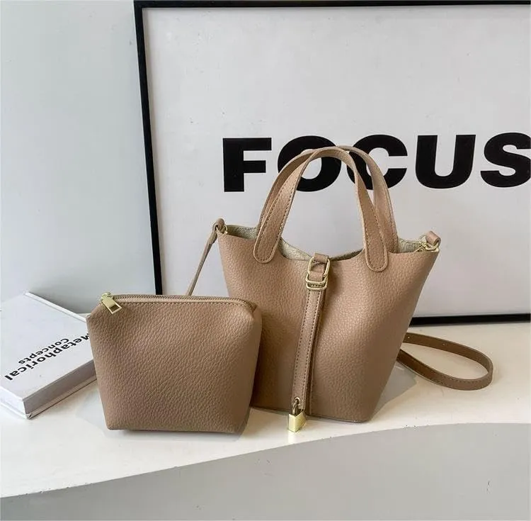 Bucket bag soft leather handbags versatile underarm Purses adjustable shoulder strap