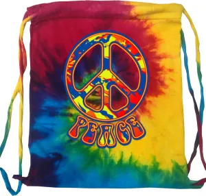 Buy Cool Shirts Peace Bag Funky 70's Peace Sign Tie Dye Drawstring Bag