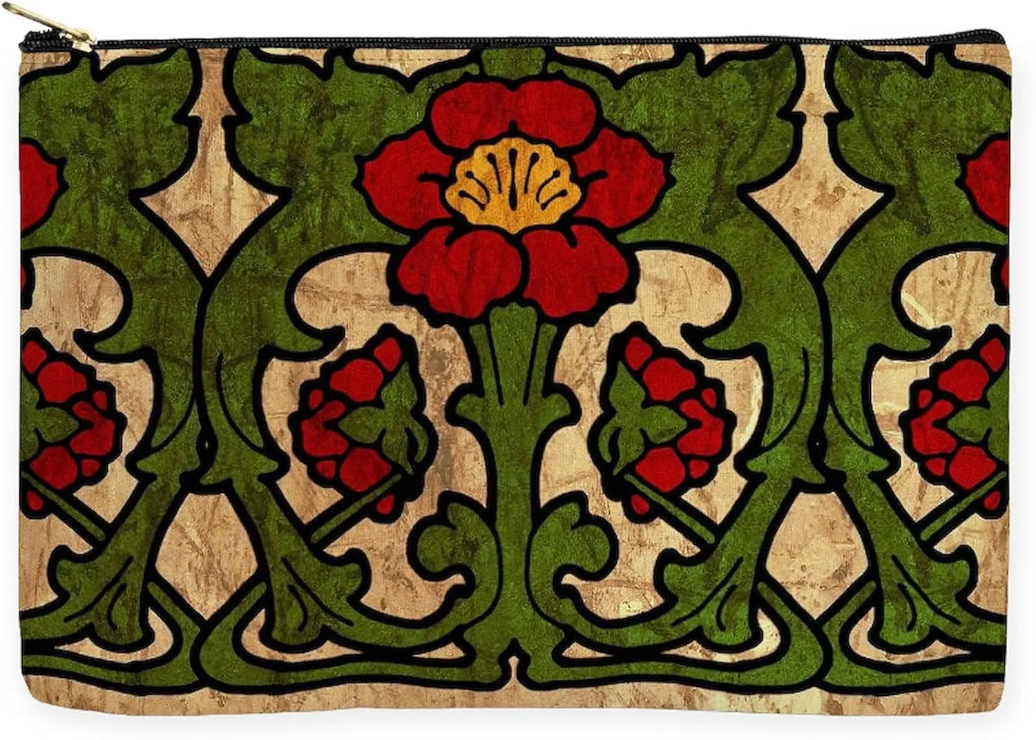 CafePress Art Nouveau Floral Motif Border Large Zipper Toiletry Pouch, 12.5" x 8.5"