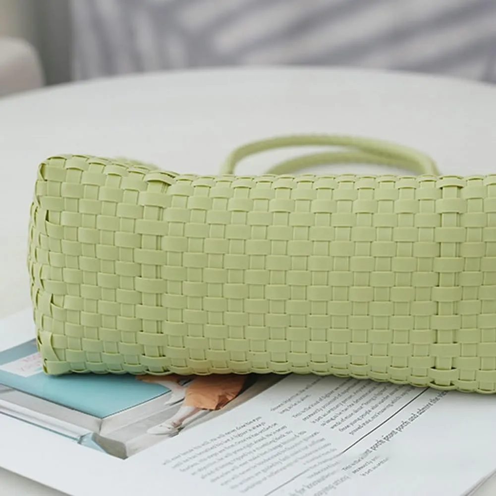Caistre Women’s PVC Jelly Bag 2025 Summer Beach Woven Top Handle Bag Fashion Travel Tote Handbag Plastic Purse