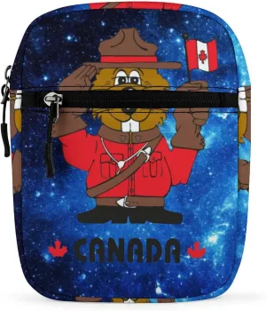 Canada Beaver Cartoon Small Crossbody Bags for Women Men Sling Purse Shoulder Bag with Adjustable Strap
