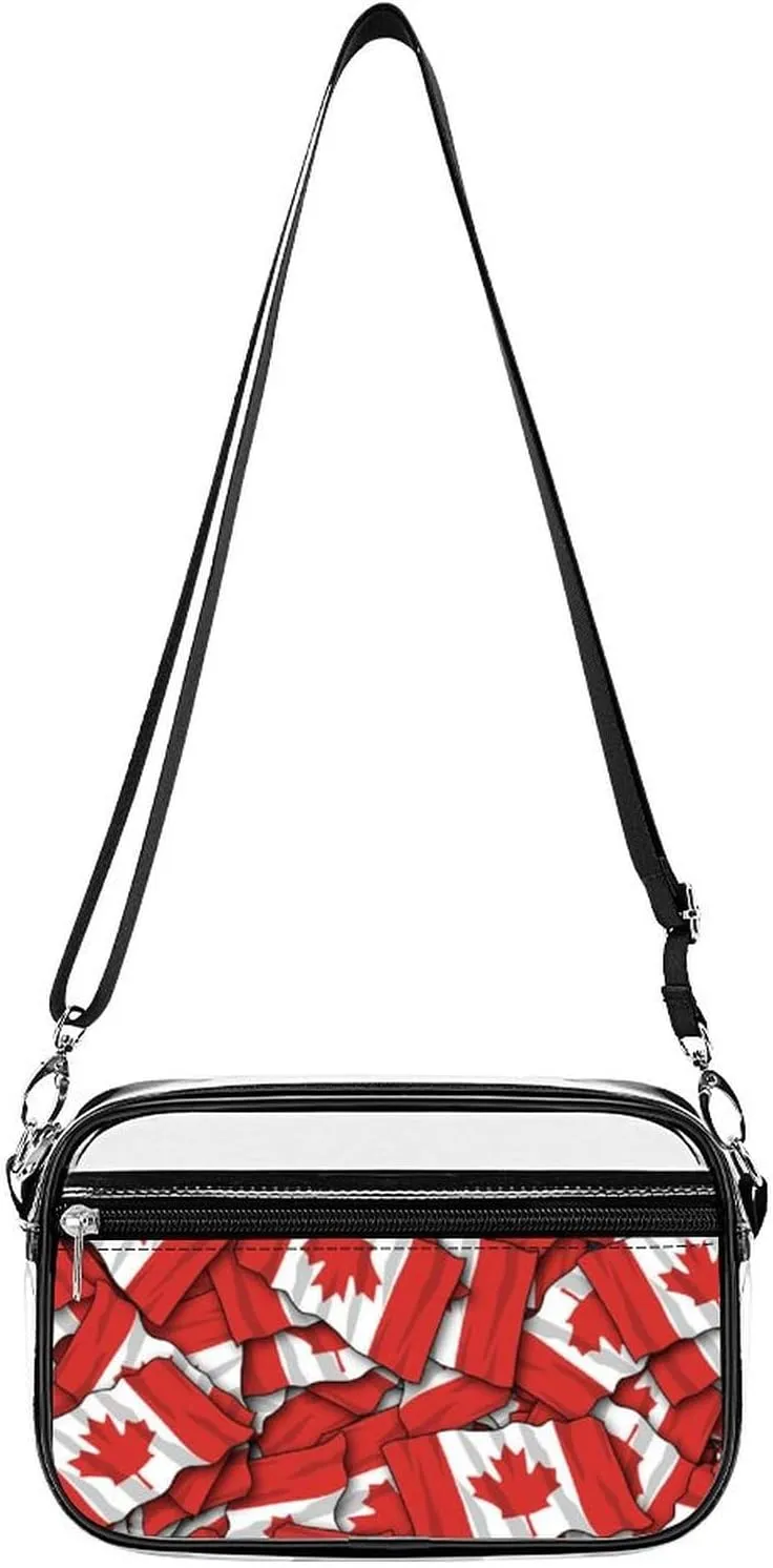 Canada Flag Clear Purse Messenger Bag Crossbody Bags with Adjustable Shoulder Strap Front Pocket