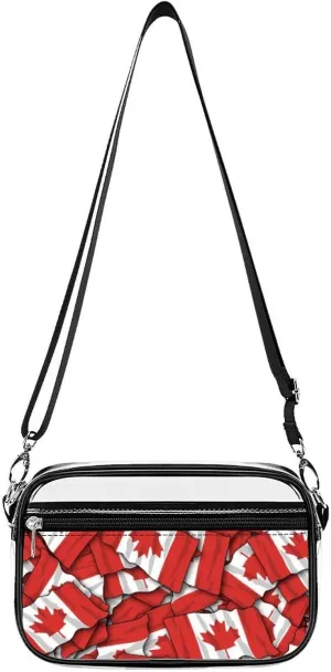 Canada Flag Clear Purse Messenger Bag Crossbody Bags with Adjustable Shoulder Strap Front Pocket