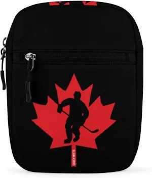 Canada Hockey Player Maple Leaf Small Crossbody Bags for Women Men Sling Purse Shoulder Bag with Adjustable Strap