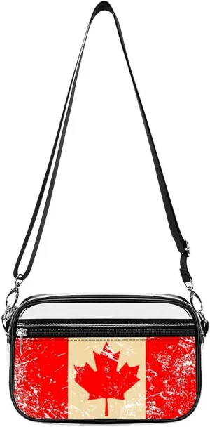 Canada Retro Flag Clear Stadium Crossbody Bag Small Shoulder Purse Adjustable Strap Handbag for Women Men