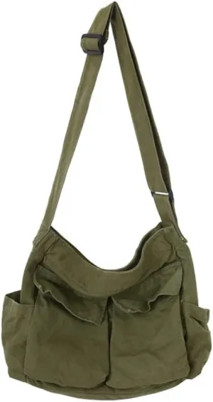 Canvas Crossbody Bag for Women Large Messenger Bags Travel Shoulder Bag Multi-pocket