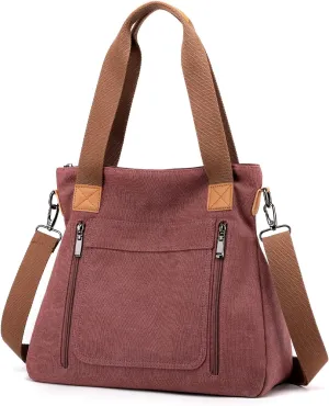 Canvas Crossbody Bags for Women Trendy Tote Purses Work Shoulder Multi-pocket Handbags