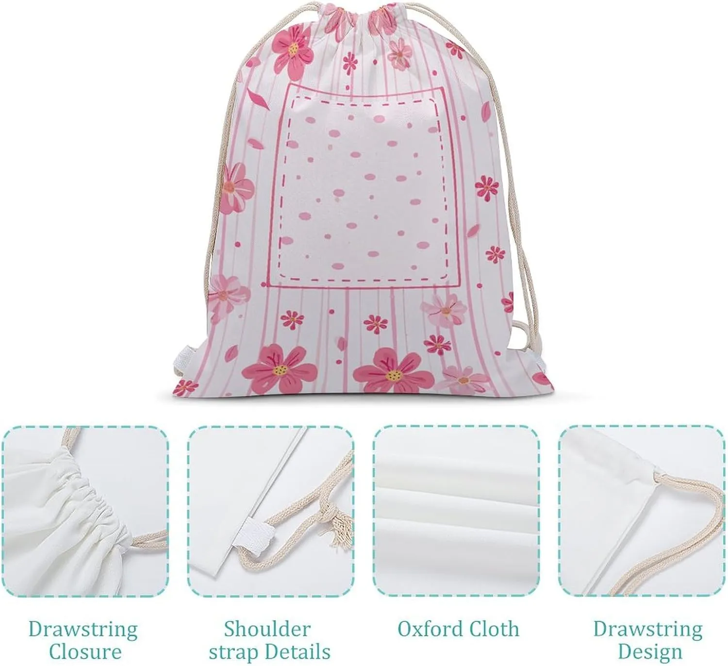 Canvas Drawstring Backpack, Peach Striped Pattern Drawstring Sport Gym Bags for Travel, Work, Yoga & Daily Use