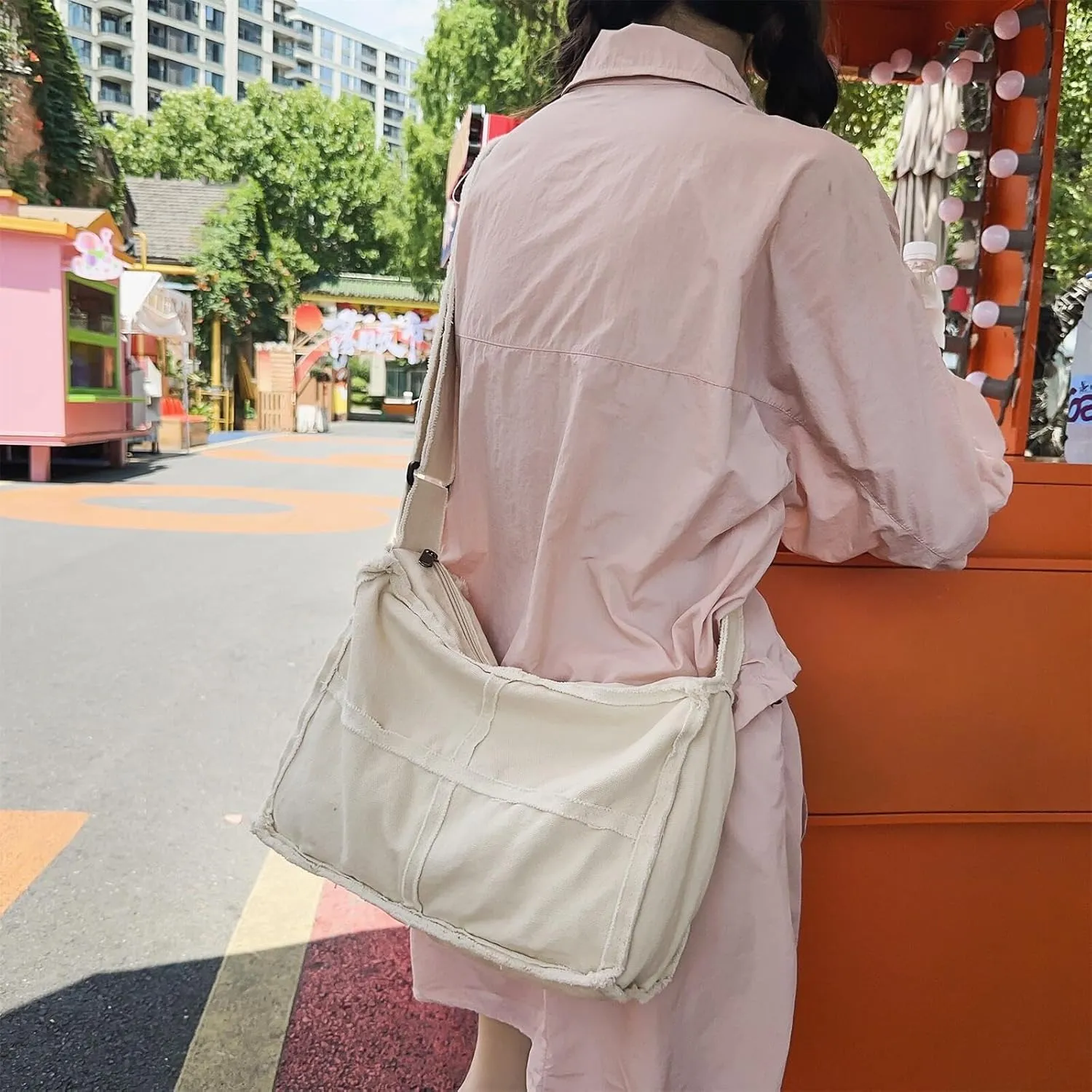 Canvas Hobo Crossbody Shoulder Tote Bag for Women and Men Casual Purse Messenger Bags Travel Work