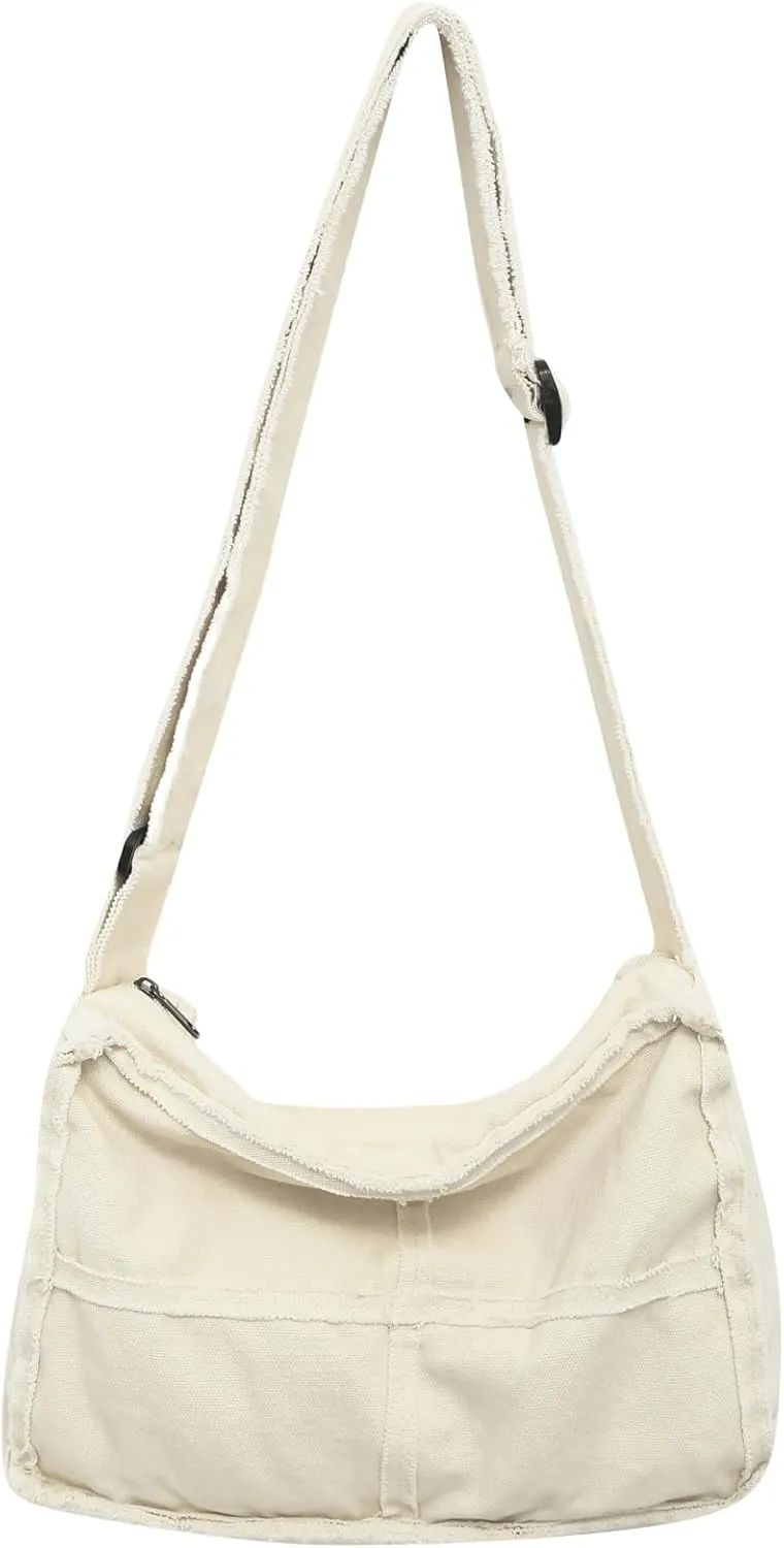 Canvas Hobo Crossbody Shoulder Tote Bag for Women and Men Casual Purse Messenger Bags Travel Work