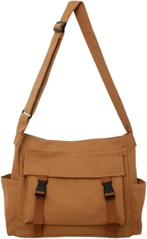 Canvas Messenger Bag Large Hobo Shoulder Crossbody Purses Casual Tote Bags for Women Travel Bag Multiple Pockets