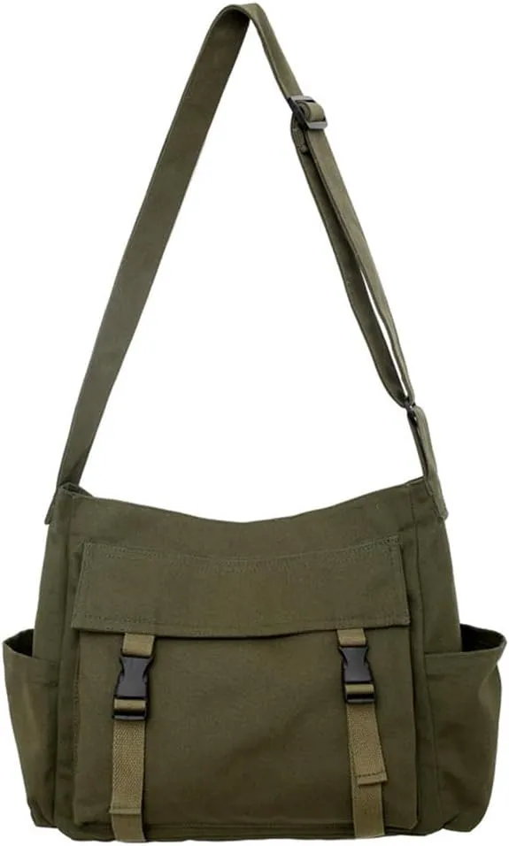 Canvas Messenger Bag Large Hobo Shoulder Crossbody Purses Casual Tote Bags for Women Travel Bag Multiple Pockets