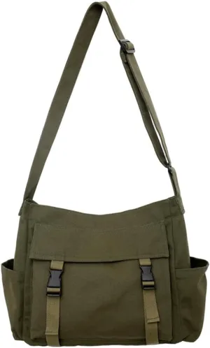 Canvas Messenger Bag Large Hobo Shoulder Crossbody Purses Casual Tote Bags for Women Travel Bag Multiple Pockets