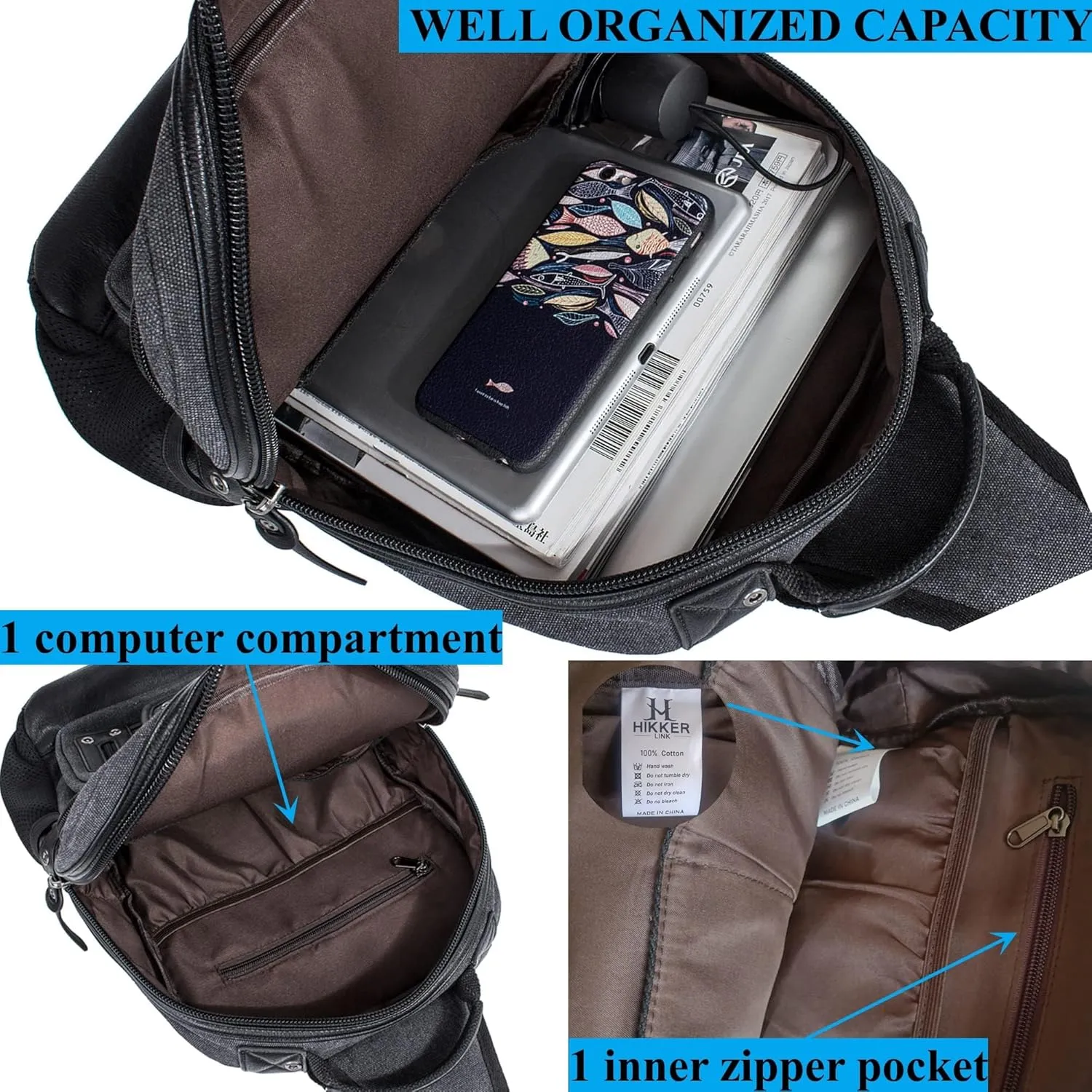 Canvas Messenger Bag Retro Sling Backpack Crossbody Satchel