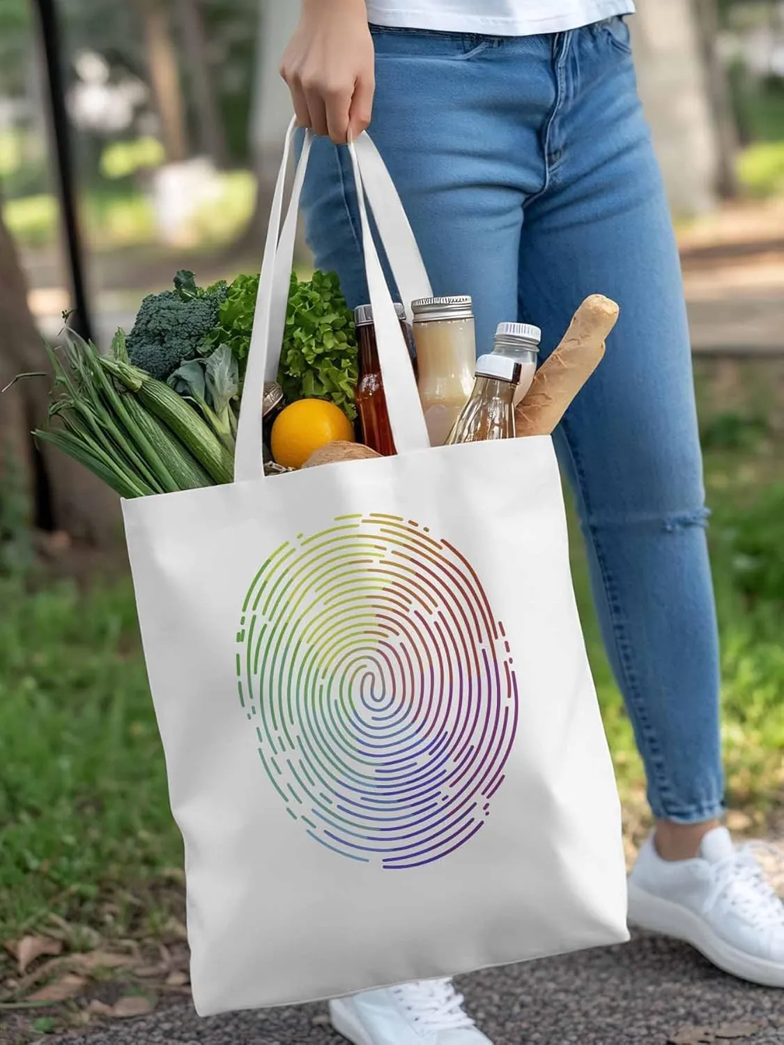 Canvas Tote Bag, Abstract Fingerprint Graffiti Aesthetic Canvas Tote Handbags for Women Shoulder Bag