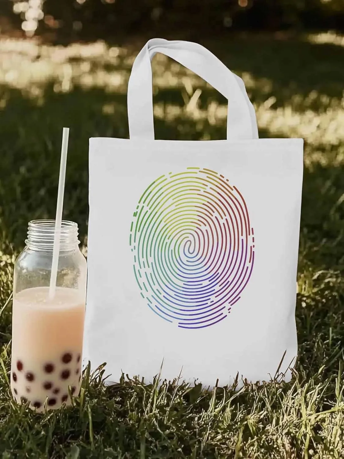 Canvas Tote Bag, Abstract Fingerprint Graffiti Aesthetic Canvas Tote Handbags for Women Shoulder Bag