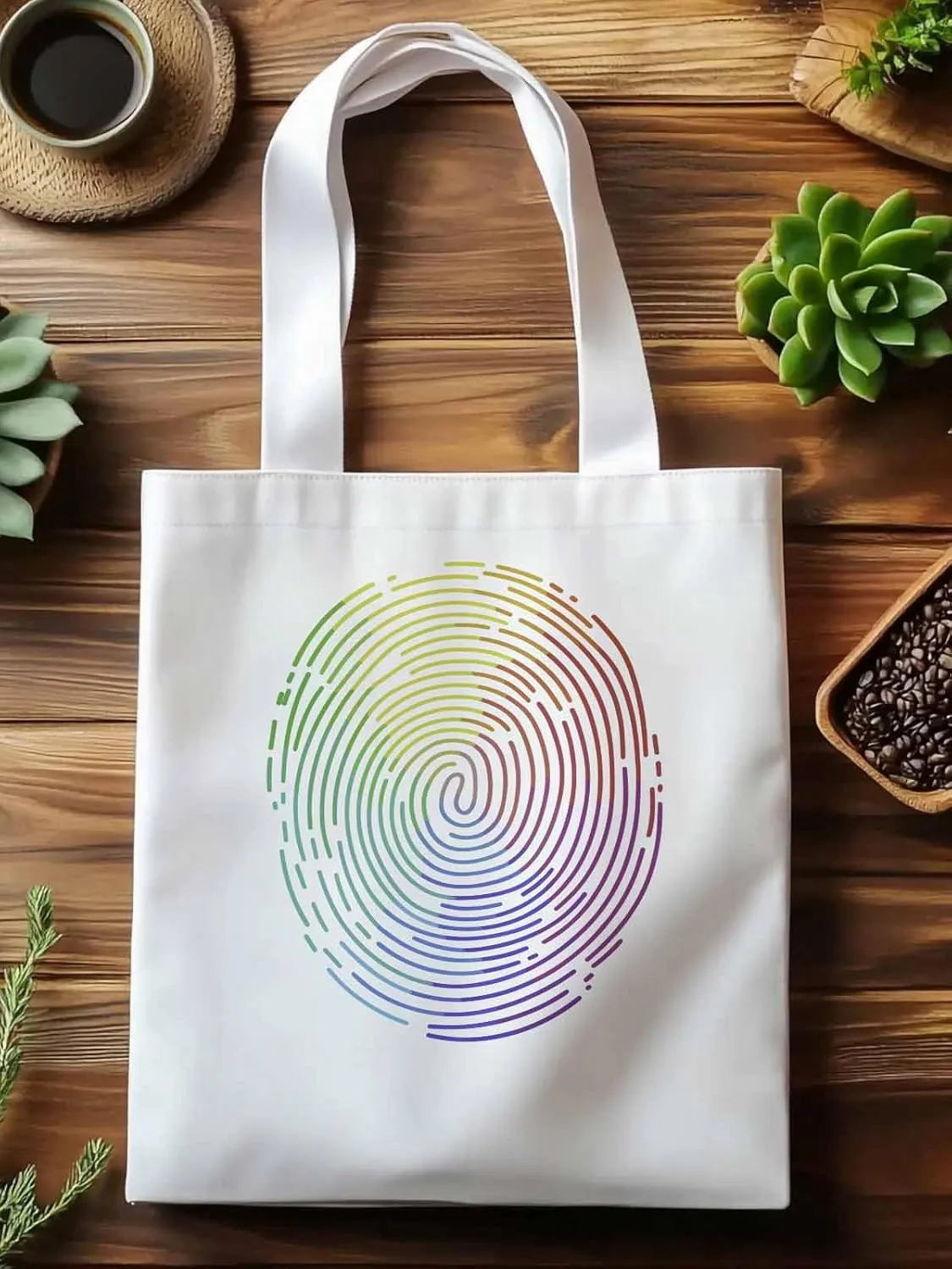 Canvas Tote Bag, Abstract Fingerprint Graffiti Aesthetic Canvas Tote Handbags for Women Shoulder Bag