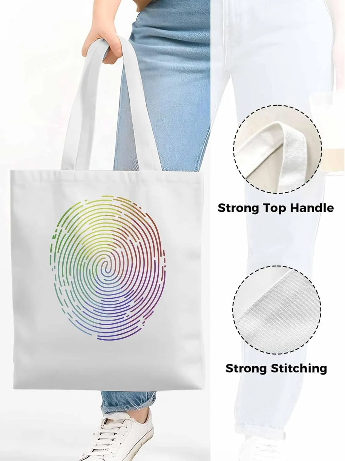 Canvas Tote Bag, Abstract Fingerprint Graffiti Aesthetic Canvas Tote Handbags for Women Shoulder Bag