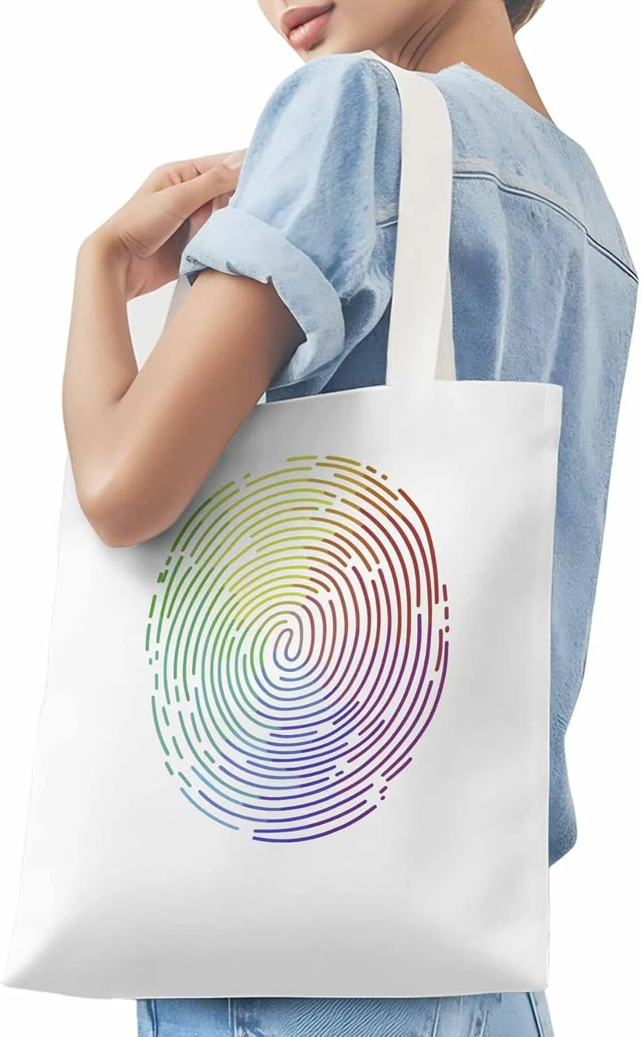 Canvas Tote Bag, Abstract Fingerprint Graffiti Aesthetic Canvas Tote Handbags for Women Shoulder Bag