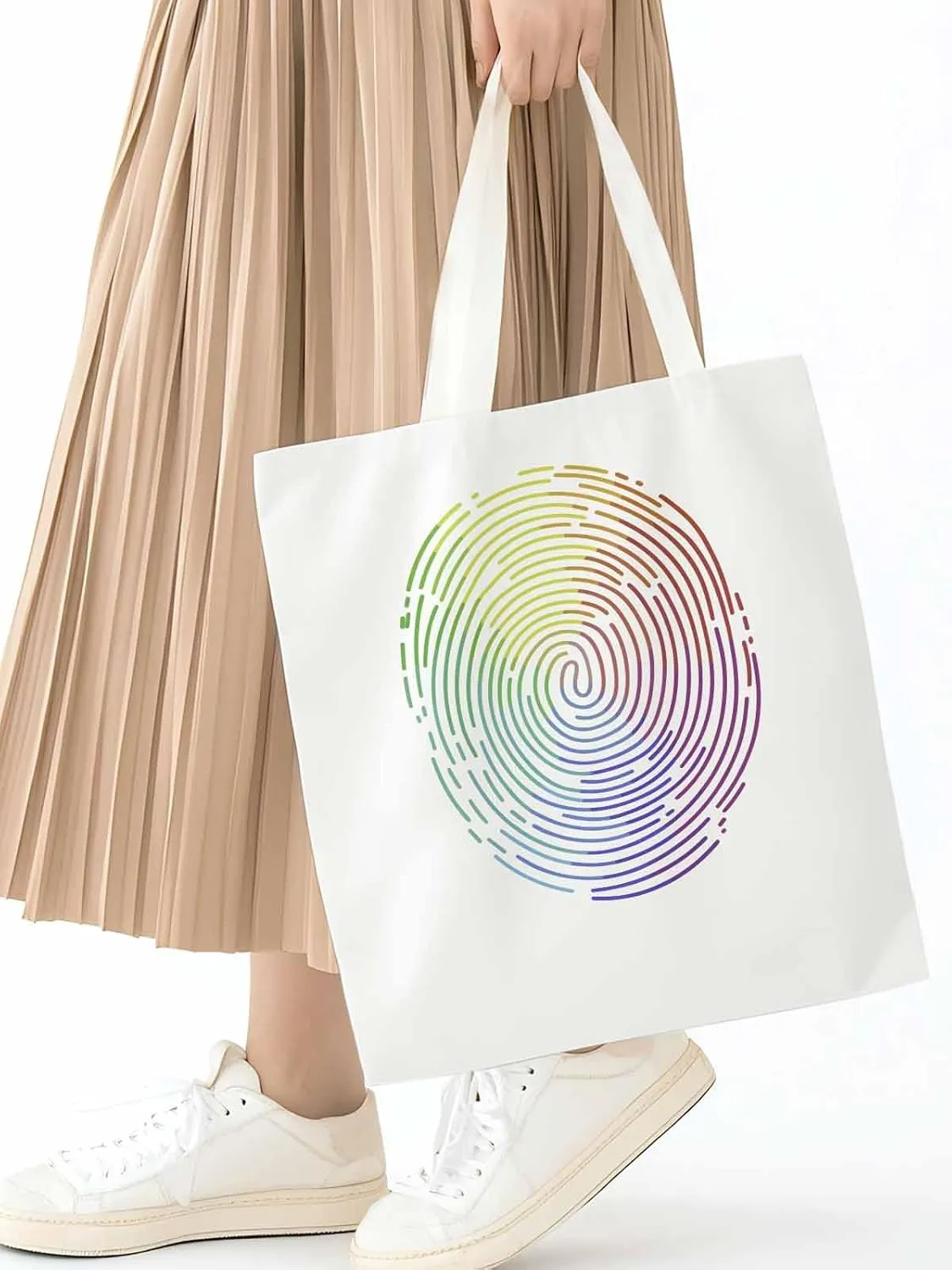 Canvas Tote Bag, Abstract Fingerprint Graffiti Aesthetic Canvas Tote Handbags for Women Shoulder Bag